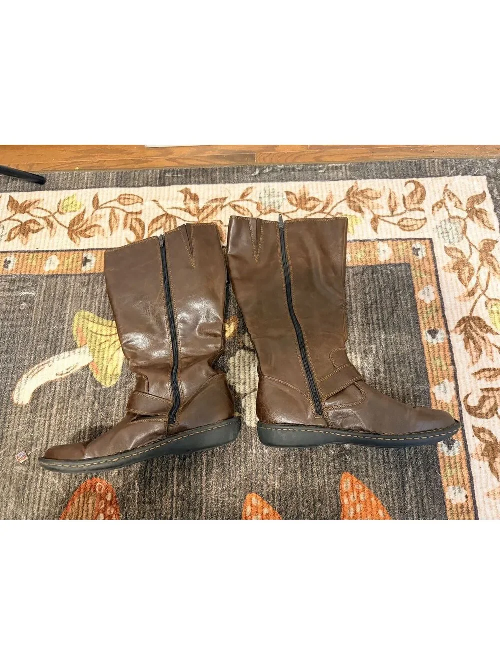 BOC Brown Leather Knee High Boots Buckle Womens 8.5 NWT